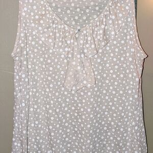 Polka Dot Ruffle Tie Tank Top in Cream